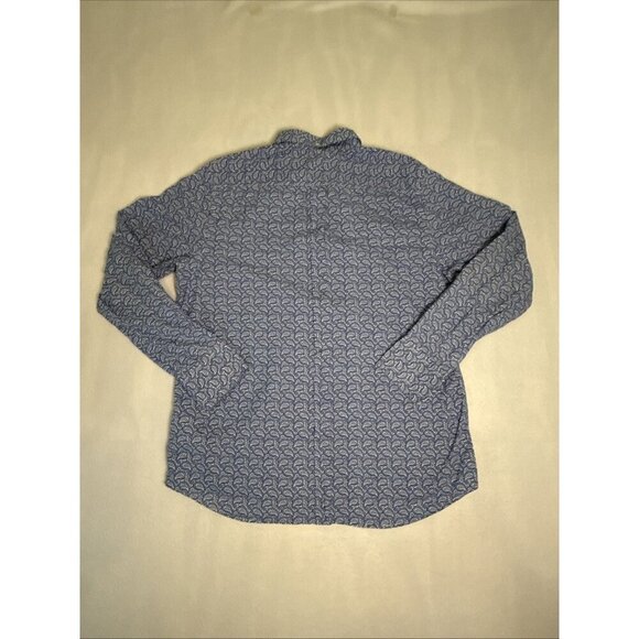 Ben Sherman Mens Button Down Shirt XL Paisley Long Sleeve Blue/White 100% cotton - Picture 5 of 8